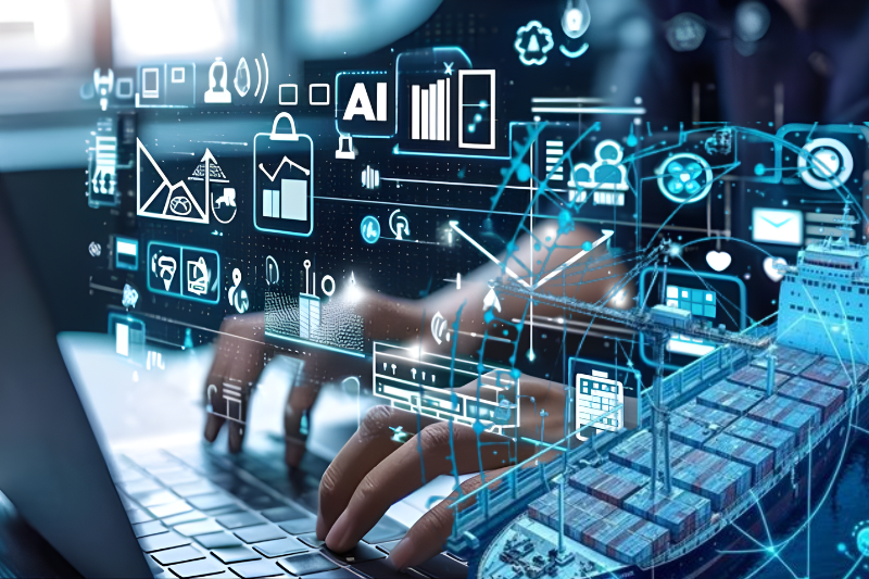 AI inspection system analyzing ship equipment, hull condition, and cargo using predictive analytics